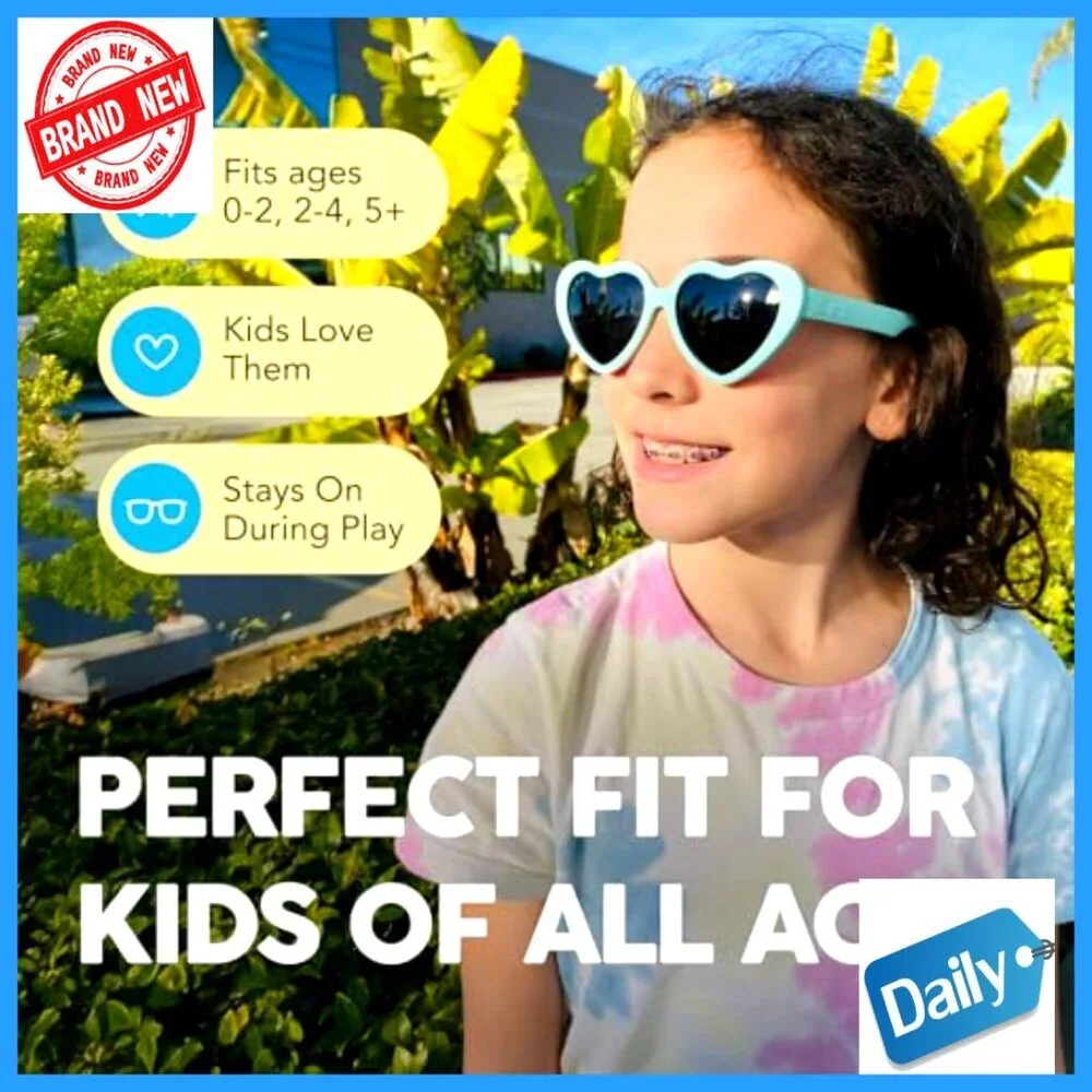 Unbreakable Kids Heart Sunglasses Polarized UV Protection with Strap